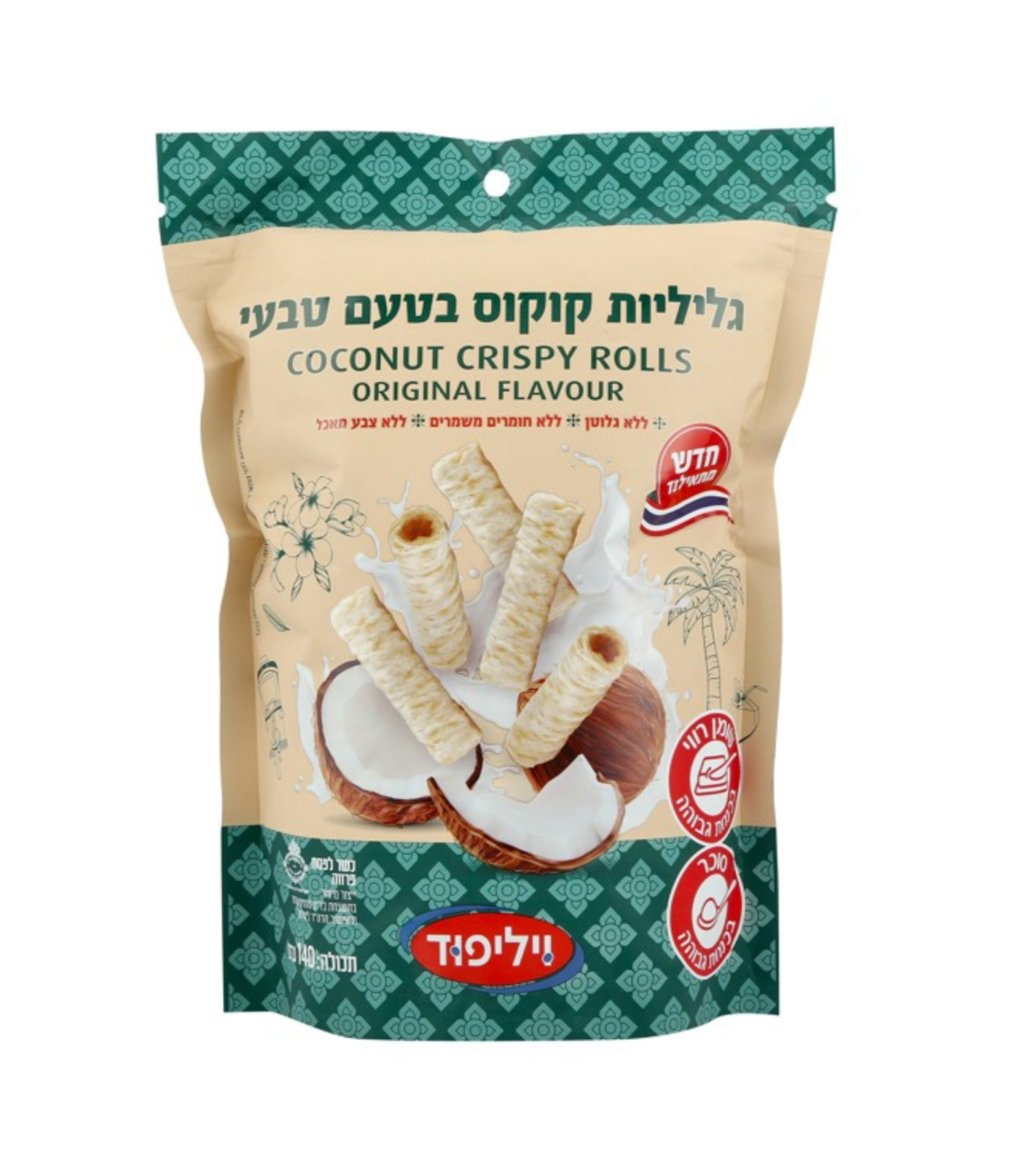 גליליות קוקוס בטעם טבעי ללא גלוטן