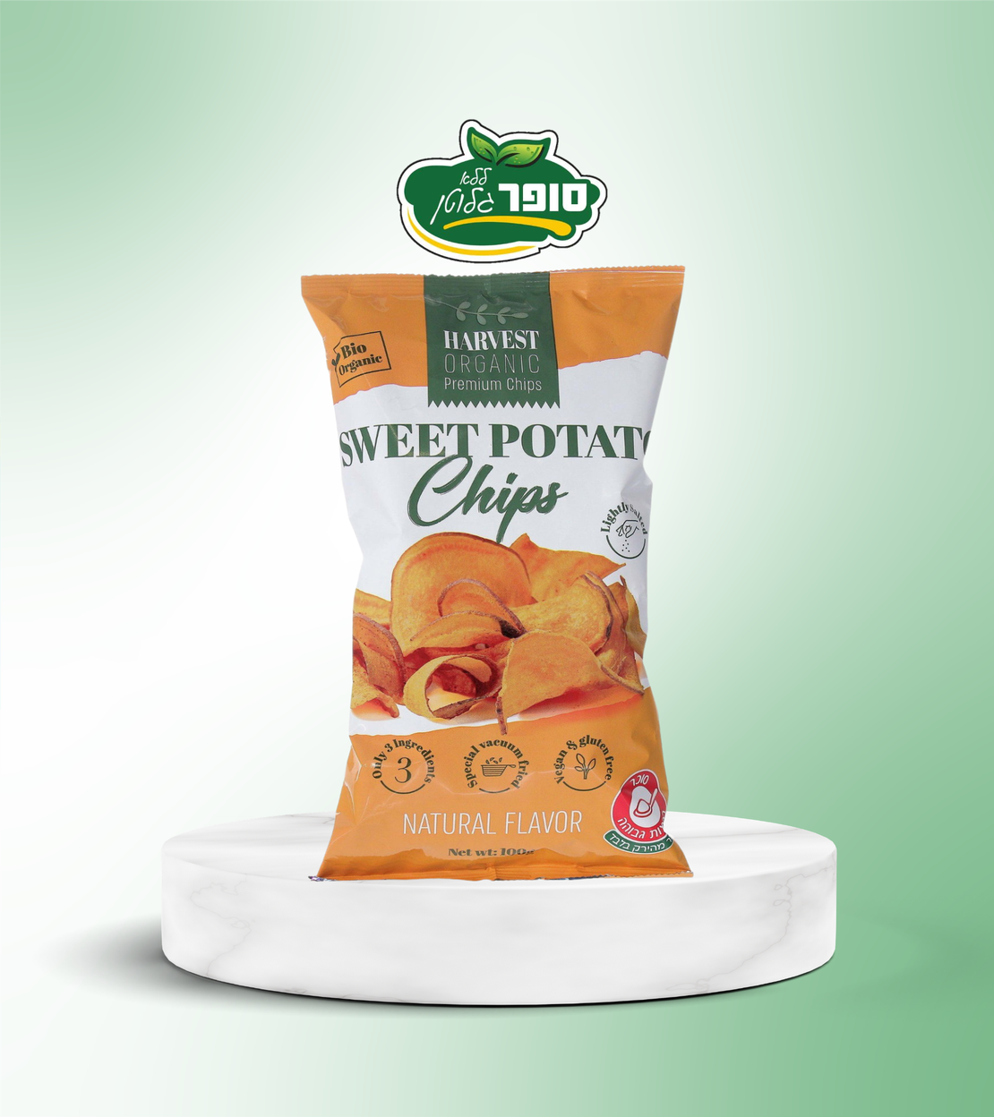 חטיף צ'יפס אורגני מבטטה עם מלח ים ללא גלוטן