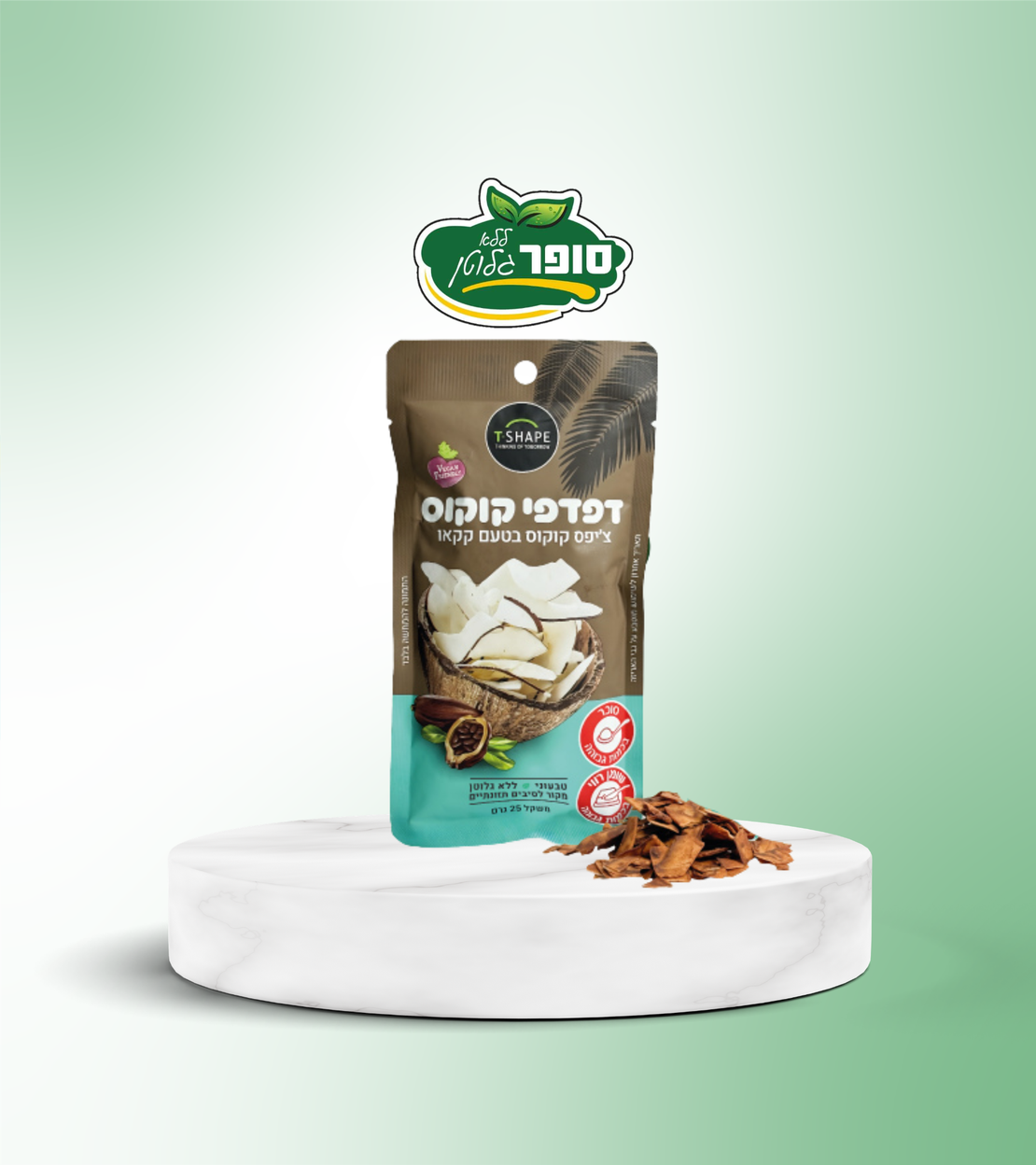رقائق جوز الهند بطعم الكاكاو, خالية من الغلوتين - T-SHAPE