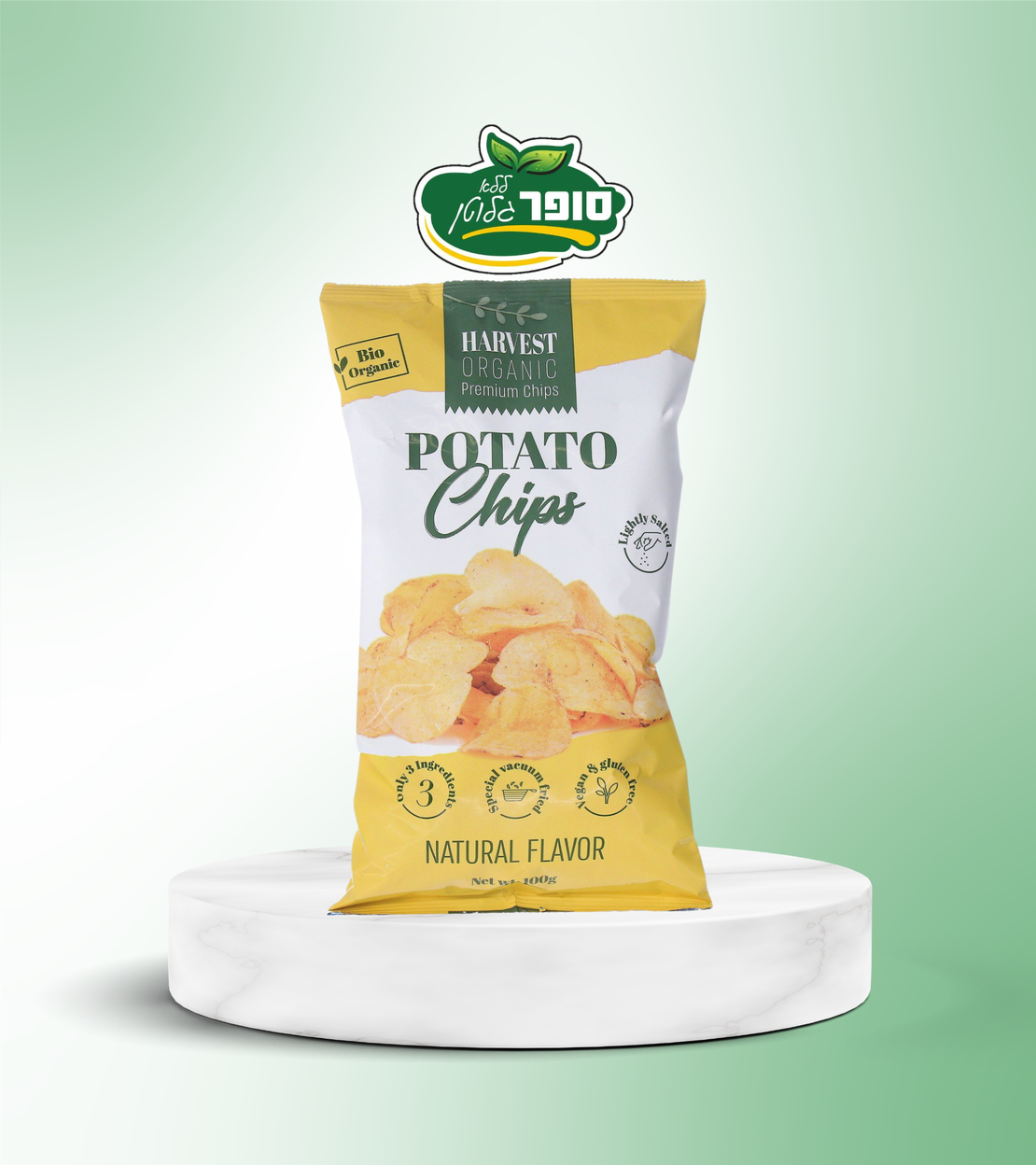 חטיף צ'יפס אורגני מתפו''א עם מלח ים ללא גלוטן