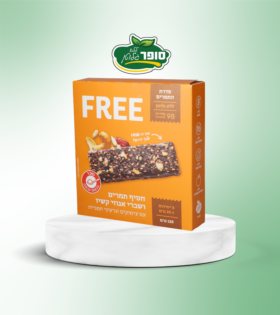 وجبة خفيفة من التمر والمكسرات والكاجو خالية من الغلوتين - FREE