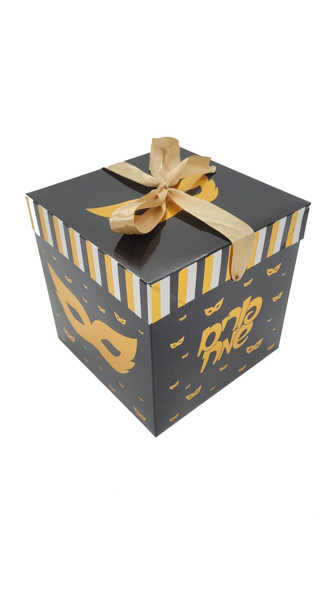 קופסת קרטון עם מכסה שחור/ זהב כ- 15*15*15 ס