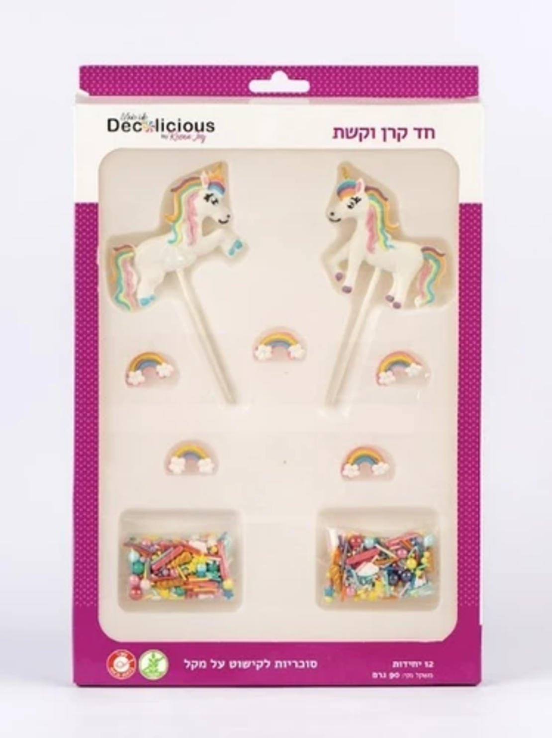 סוכריות לקישוט על מקל - חד קרן וקשת