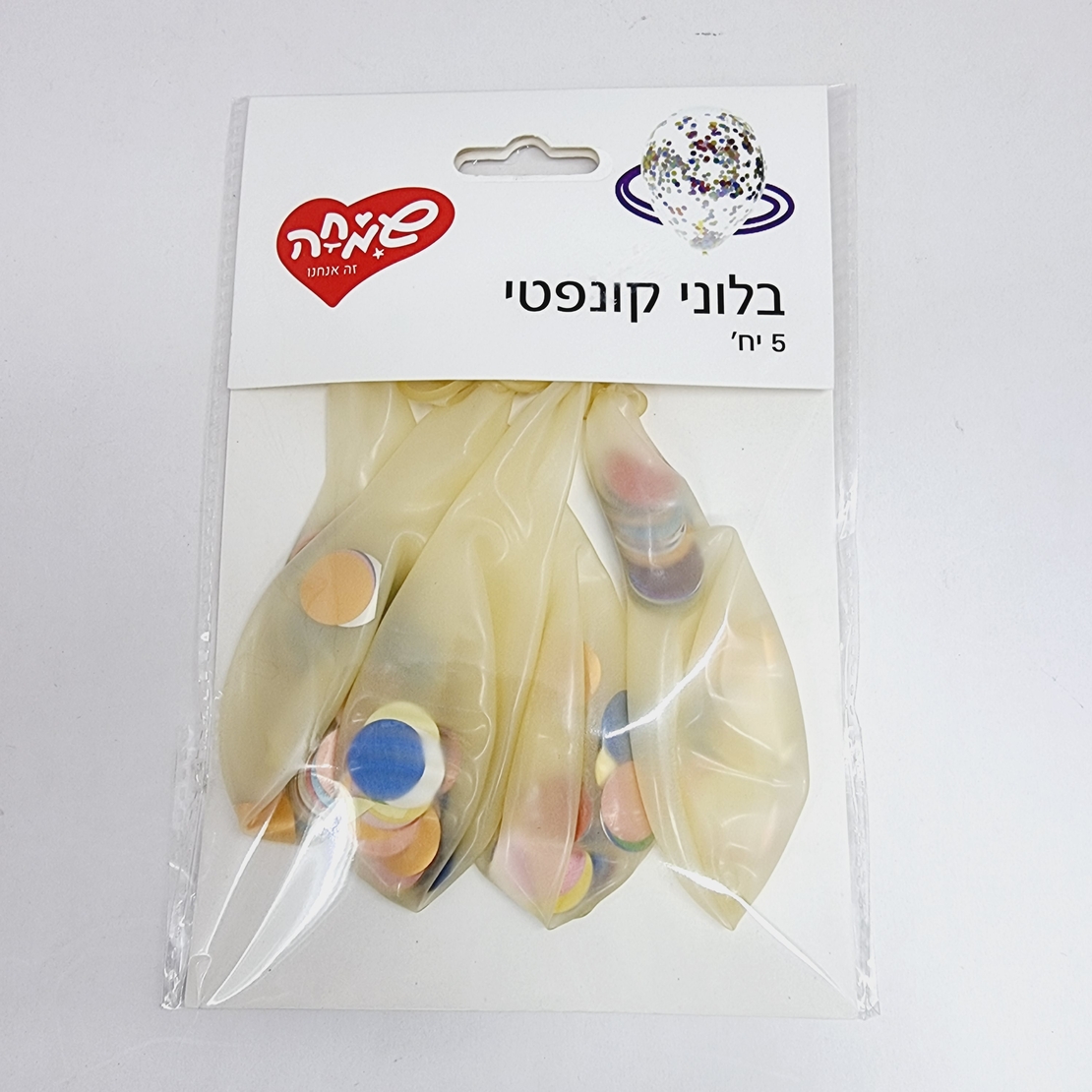 שקית 5בלונים 12-קונפטי צבעוני
