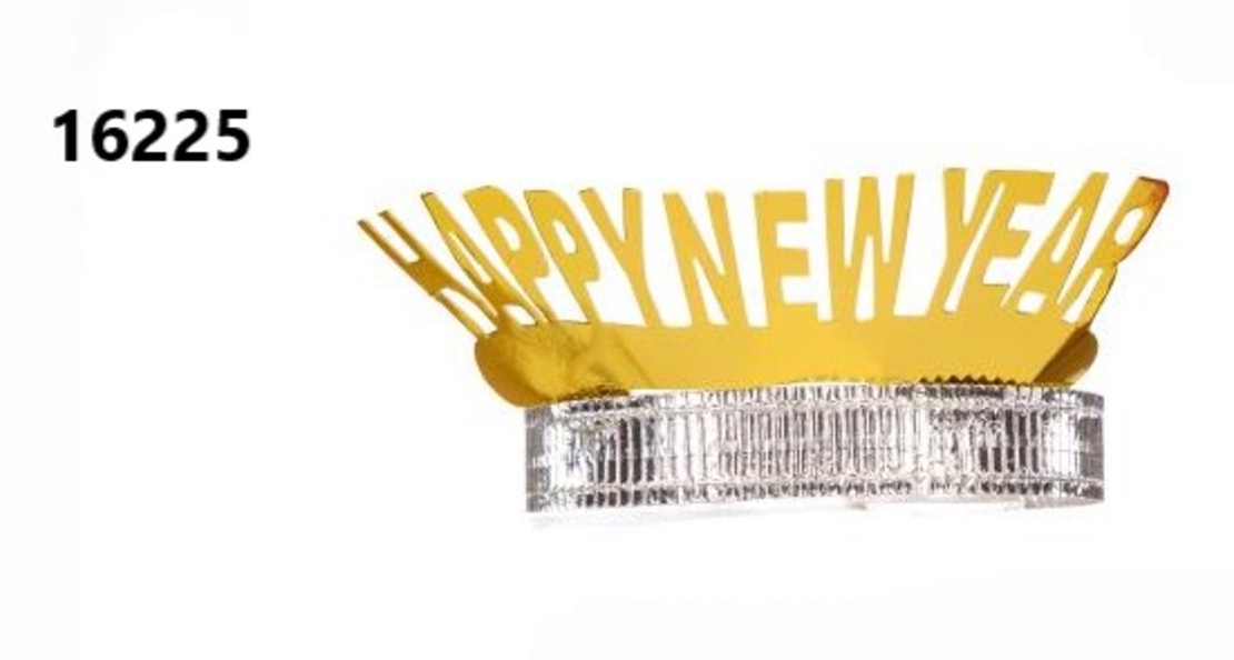 כתר לראש HAPPY NEW YEAR זהב 6 יח'