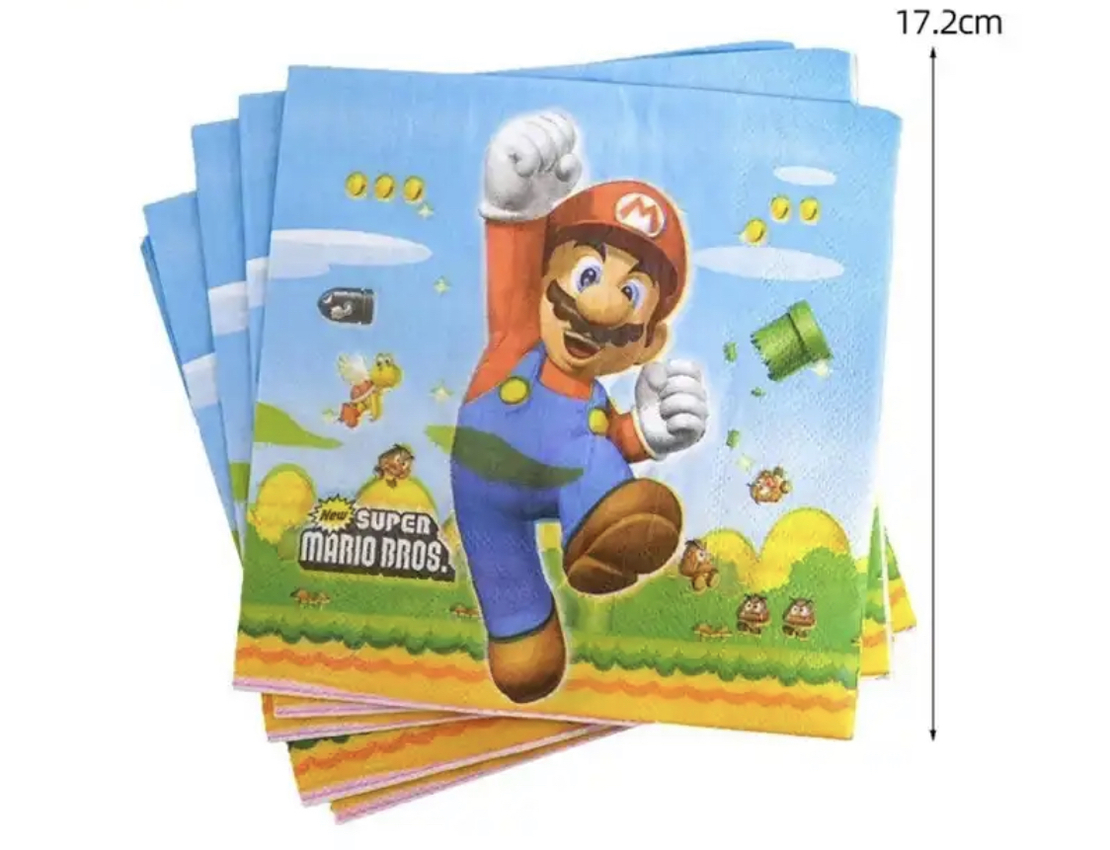 סט סופר מריו - מפיות נייר 33*33 / 20 יח'