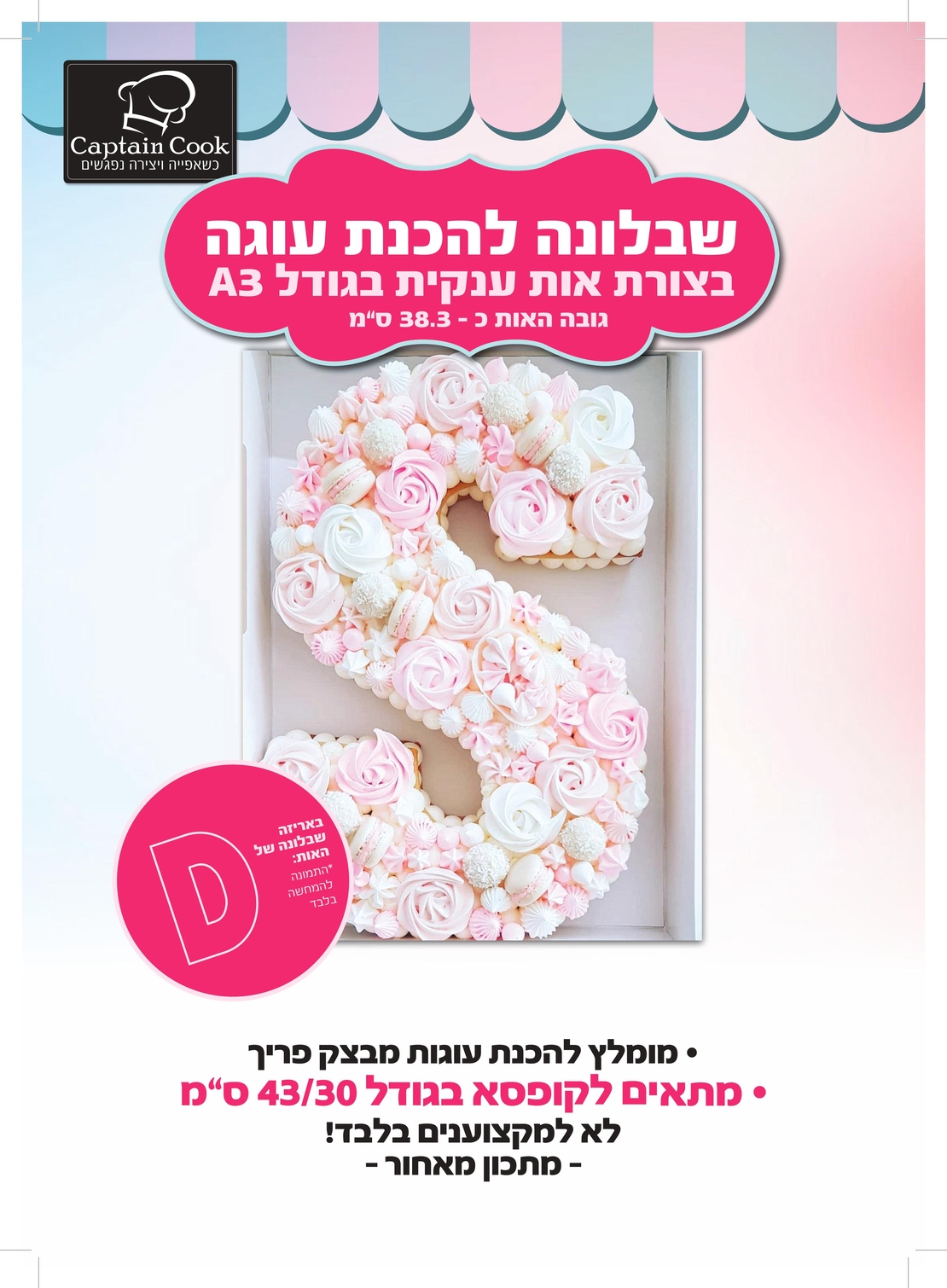 074D שבלונה מפלסטיק בגודל A3 האות D