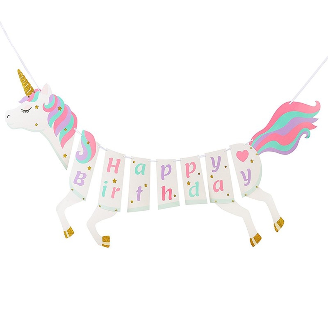 חד קרן - כרזה HAPPY BIRTHDAY ורוד