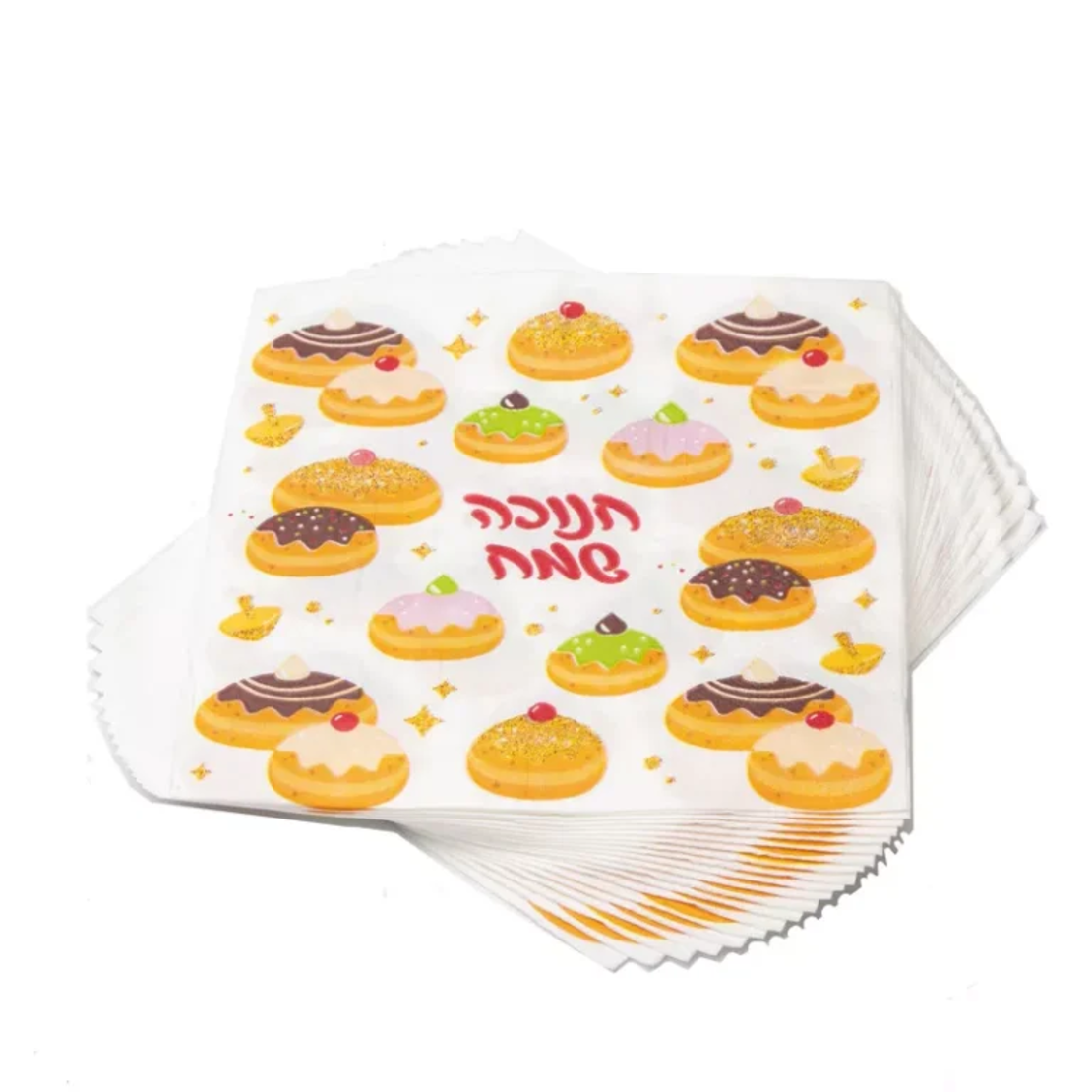 חב' 20 מפיות נייר 33*33  - סופגניות חנוכה שמח