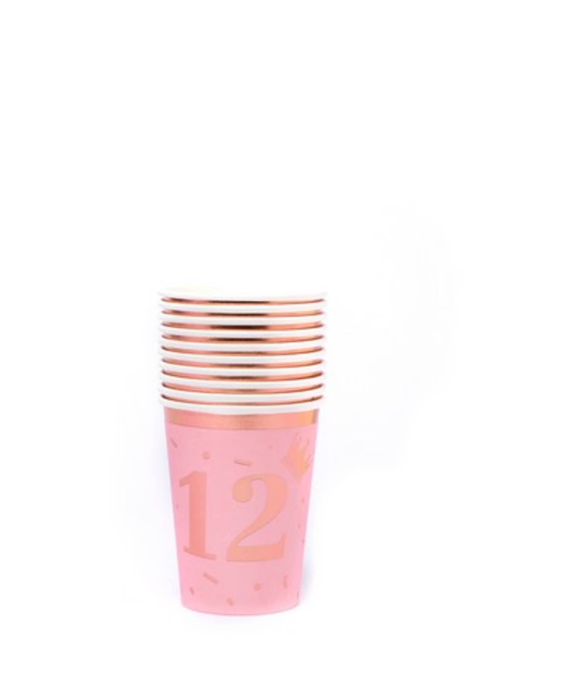 ד- כוסות נייר בת-מצווה 12 ורוד+רוז גולד * יח' 10