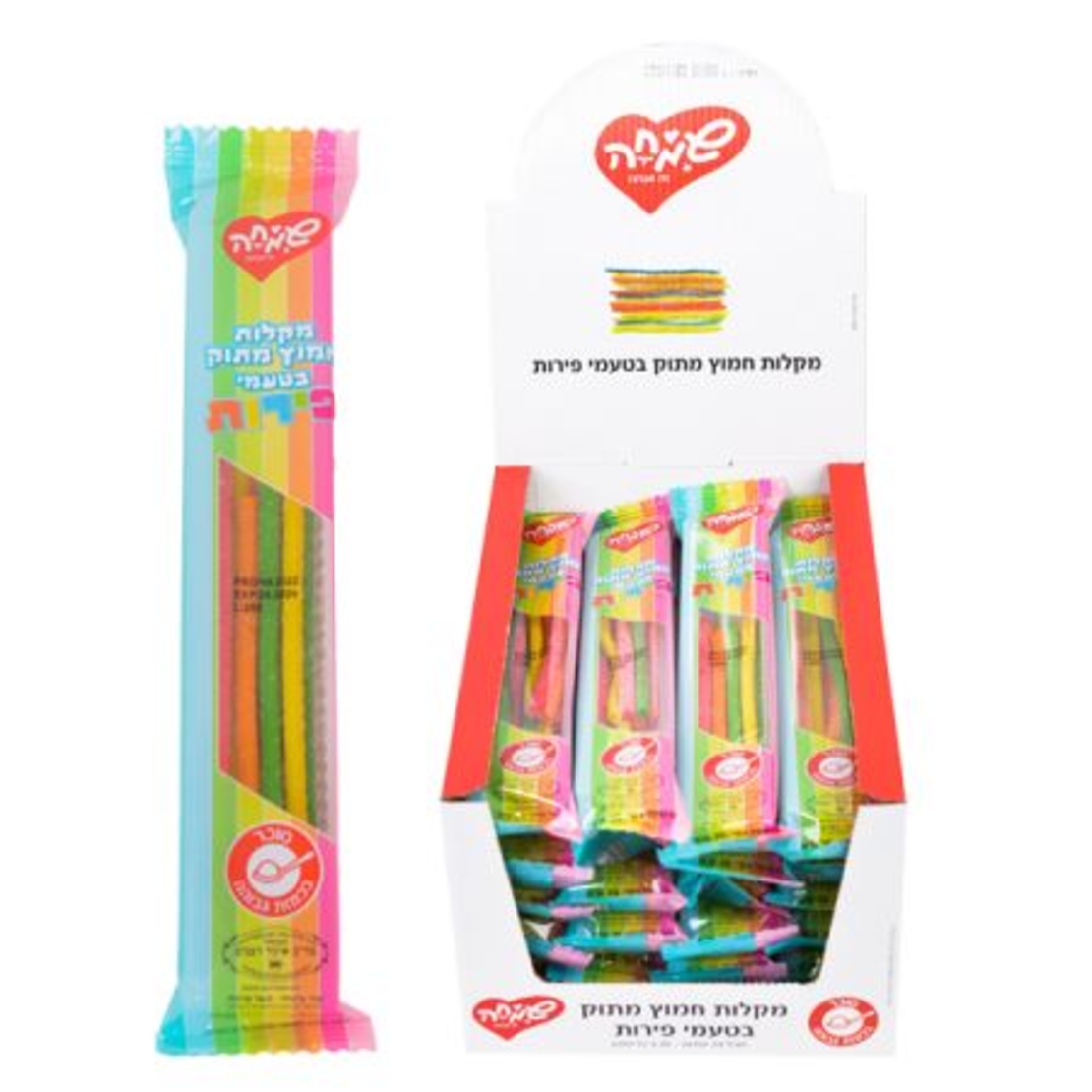 ממתק ליקריץ מקלות 35 גר' - בטעם פירות צבעוני בציפוי סוכר