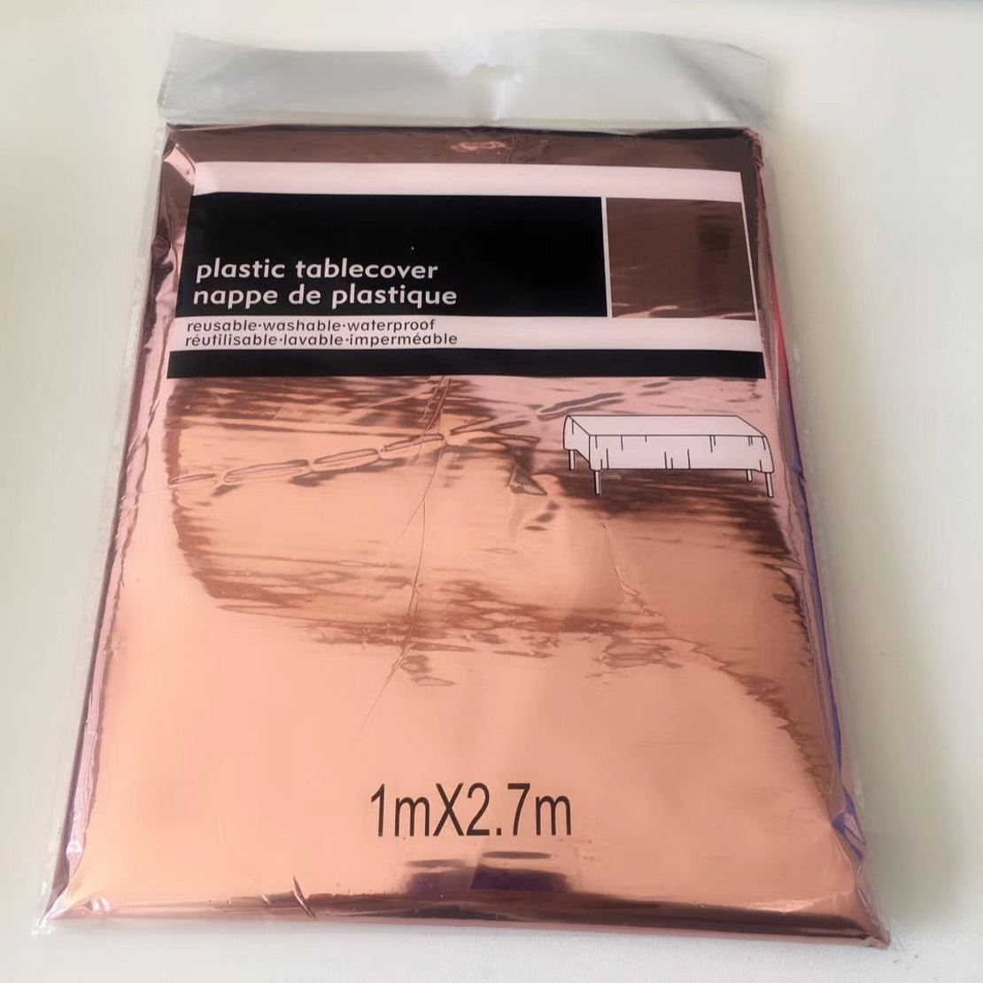 מפת שולחן מטאלית 100*270 רוז גולד