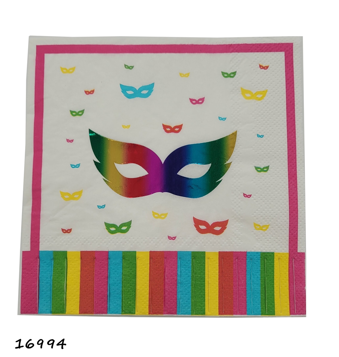 מפית הדפס מסכה לפורים לבן-צבעוני 12 יח'