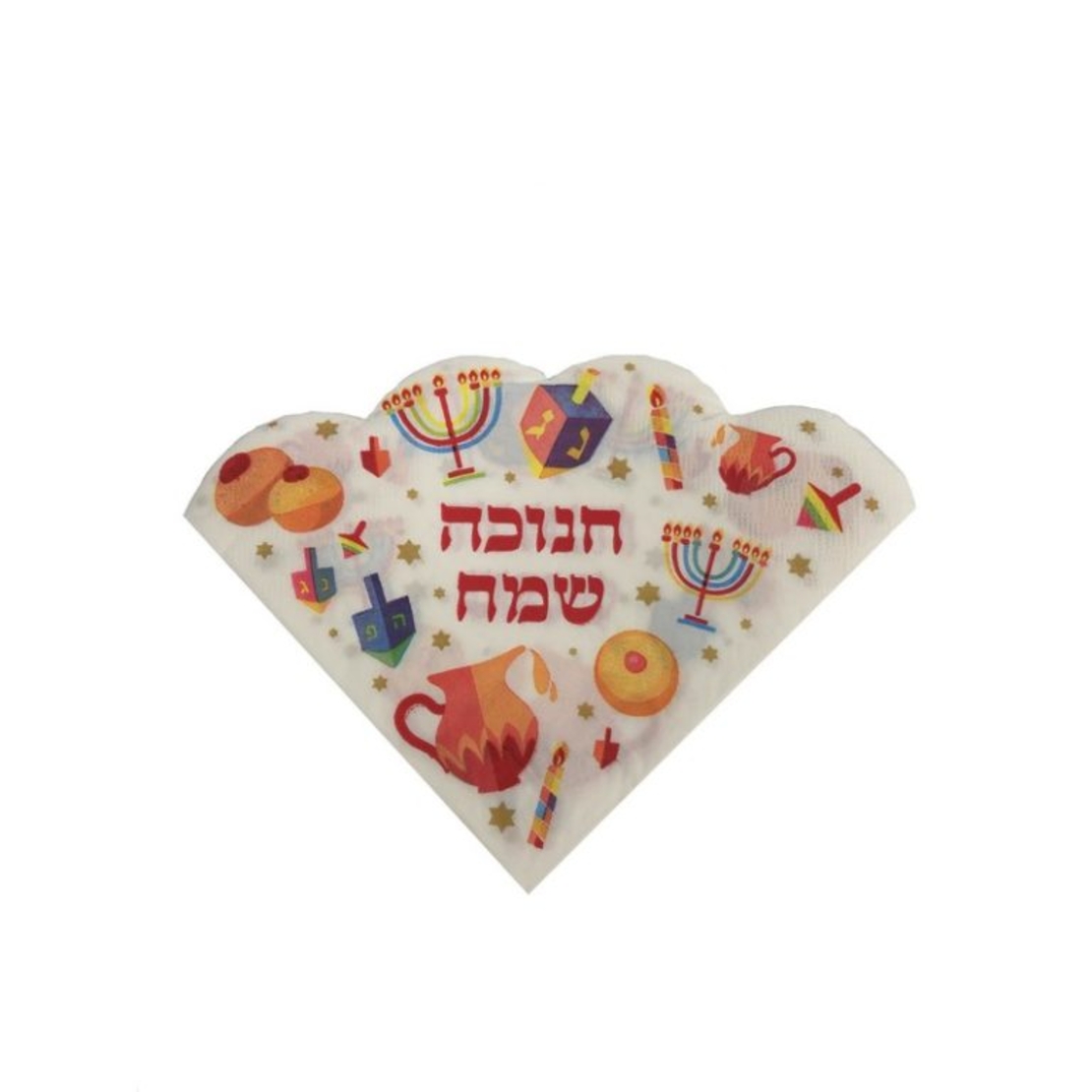 מפיות נייר- צורת פרח 33*33 - סמלי חנוכה (20 יח')