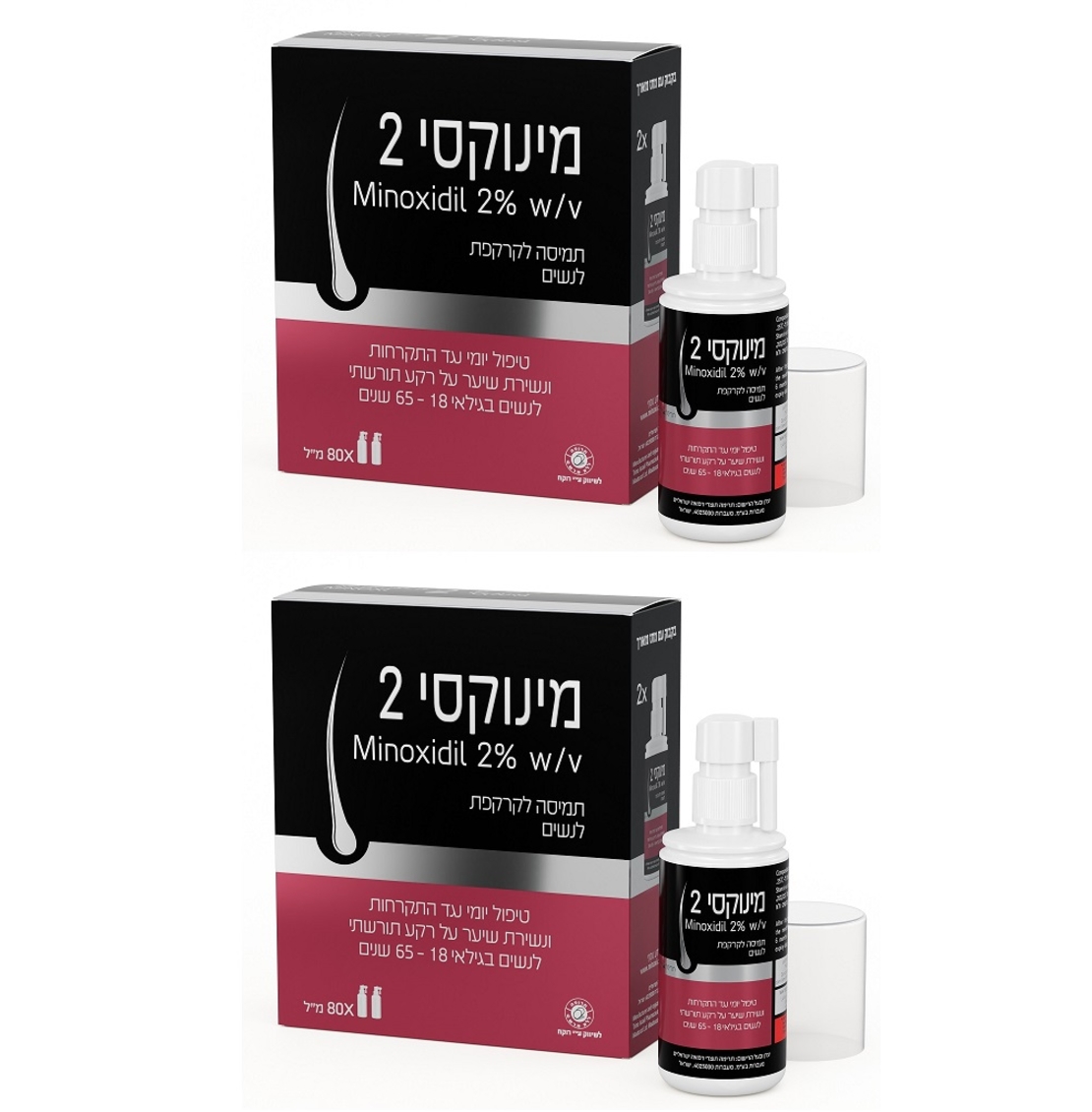 מינוקסי 2% לנשים רביעייה במבצע - לנשירה Minoxi 2%