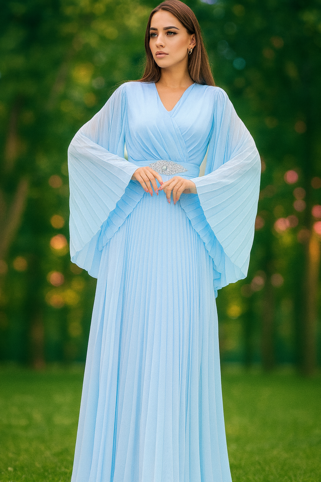 שמלת שיפון-צבע תכלת