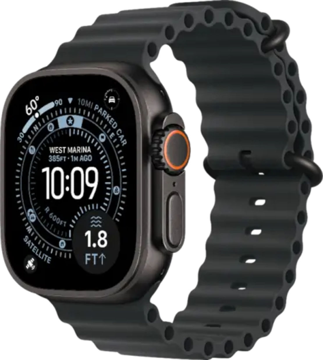 שעון חכם אפל Apple Watch Ultra 3 49mm black titanium with black ocean band cellular