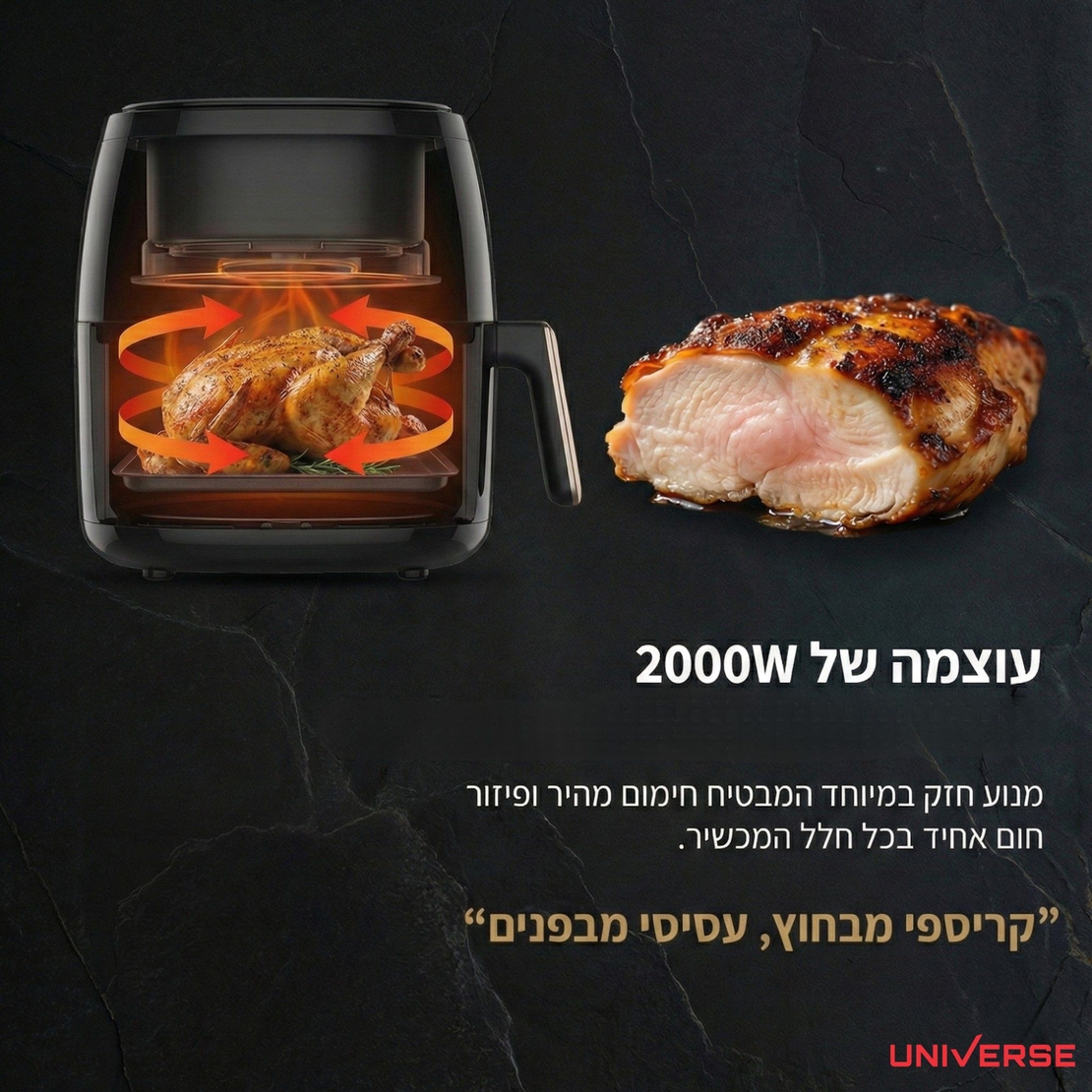 סיר טיגון ללא שמן דיגיטלי 8 ליטר עוצמתי 2000W יוניברס UNIVERSE NRI-5608 - יבואן רשמי