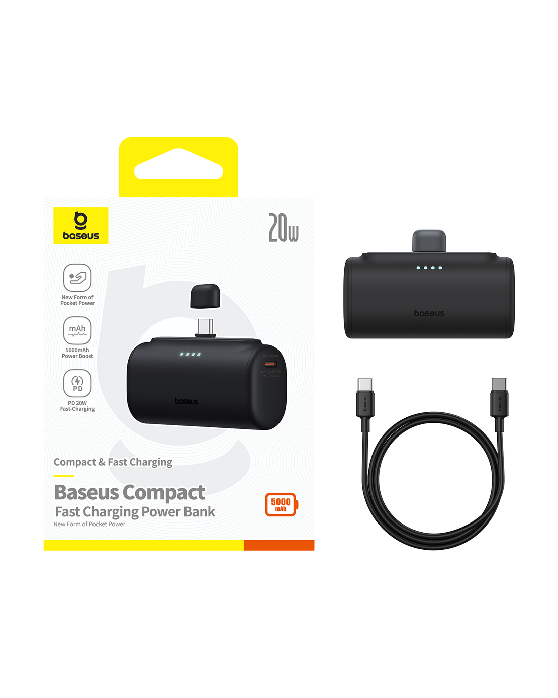 מטען נייד סוללת גיבוי עם טעינה מהירה בזוס Baseus Compact Power Bank Type-C 5000mAh 20W PD  - יבואן רשמי!