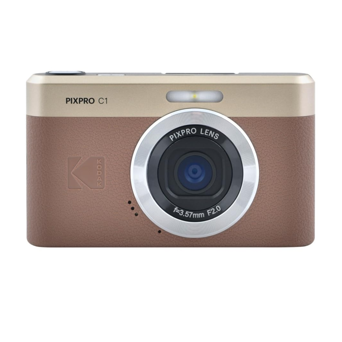 מצלמה דיגיטלית נטענת עם מסך מתהפך קודאק Kodak PIXPRO C1 - כולל כרטיס זיכרון 16GB וקורא כרטיס -  צבע חום