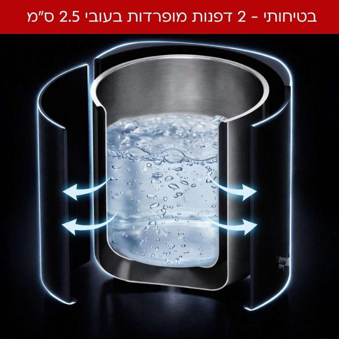 מיחם הפלא 6 ליטר 30 כוסות יוניברס UNIVERSE NR-706 - יבואן רשמי - צבע כסוף