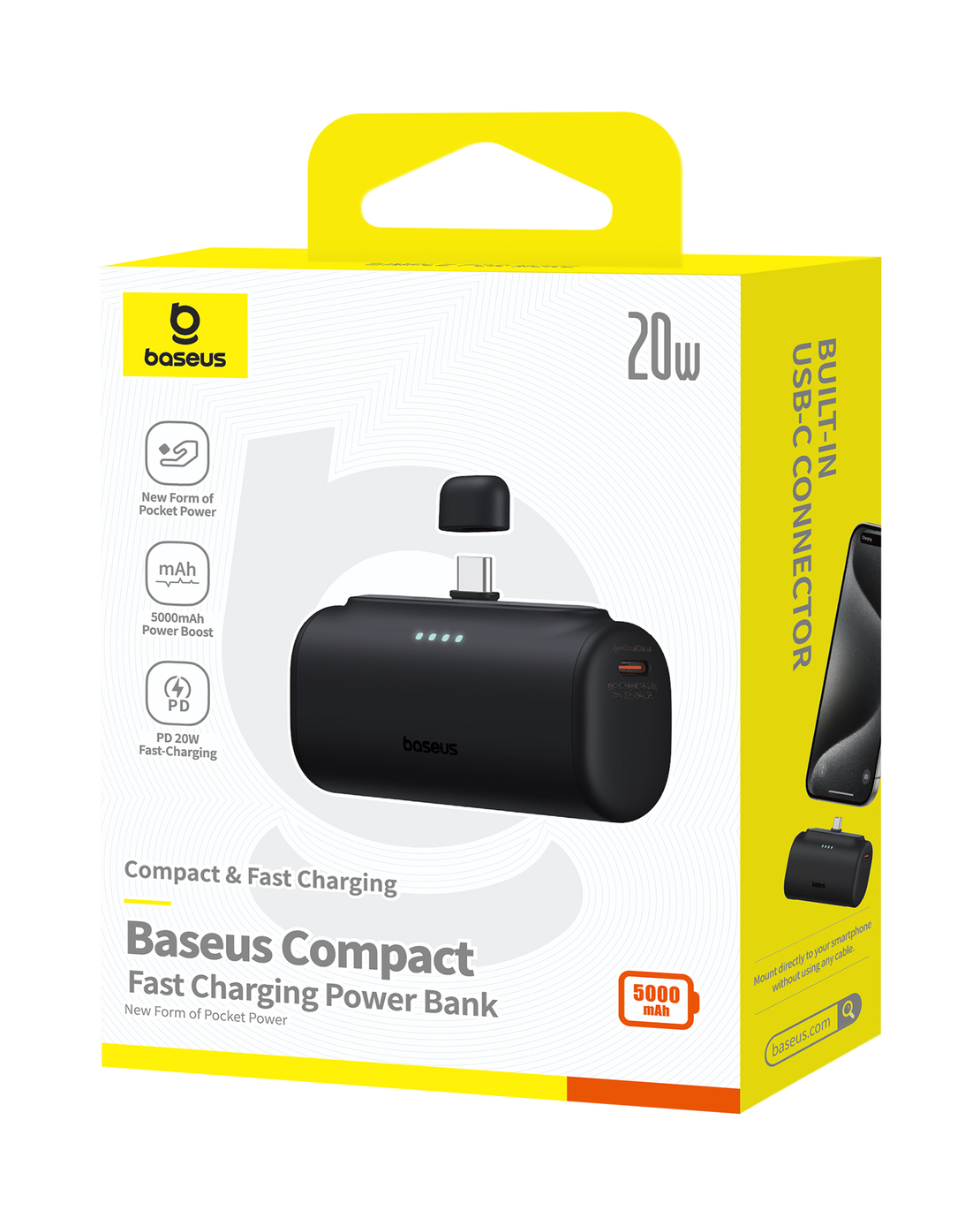 מטען נייד סוללת גיבוי עם טעינה מהירה בזוס Baseus Compact Power Bank Type-C 5000mAh 20W PD  - יבואן רשמי!