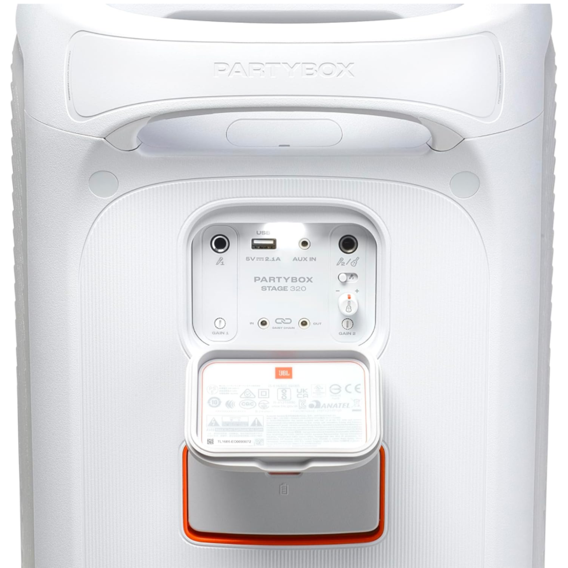 רמקול בידורית ניידת JBL PartyBox Stage 320 IPX4 240W - יבואן רשמי - צבע לבן