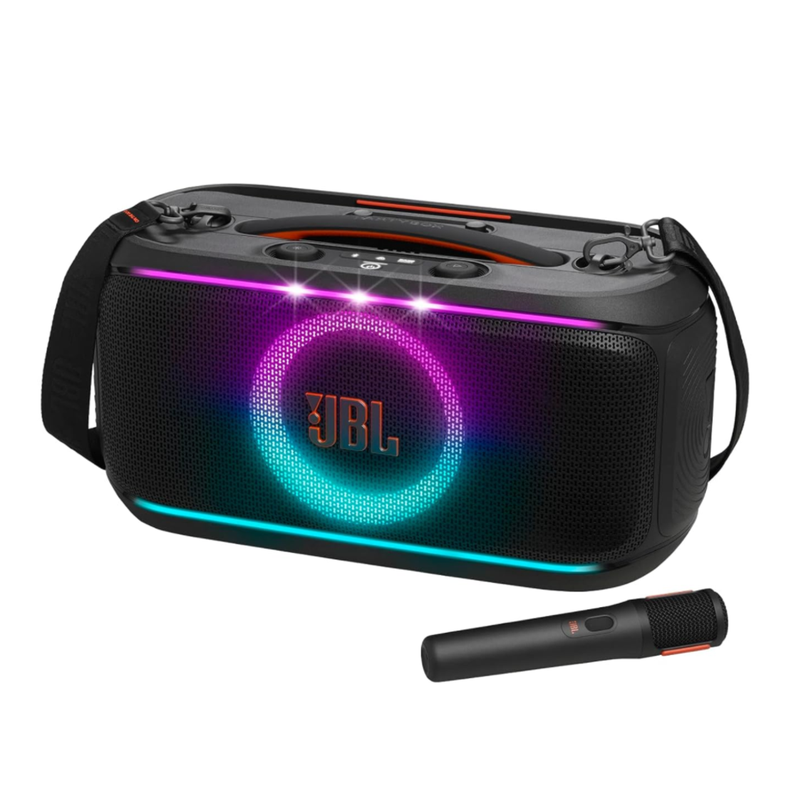 רמקול מסיבות נייד בידורית עם מיקרופון אלחוטי JBL PartyBox On-The-Go 2 - יבואן רשמי - צבע שחור