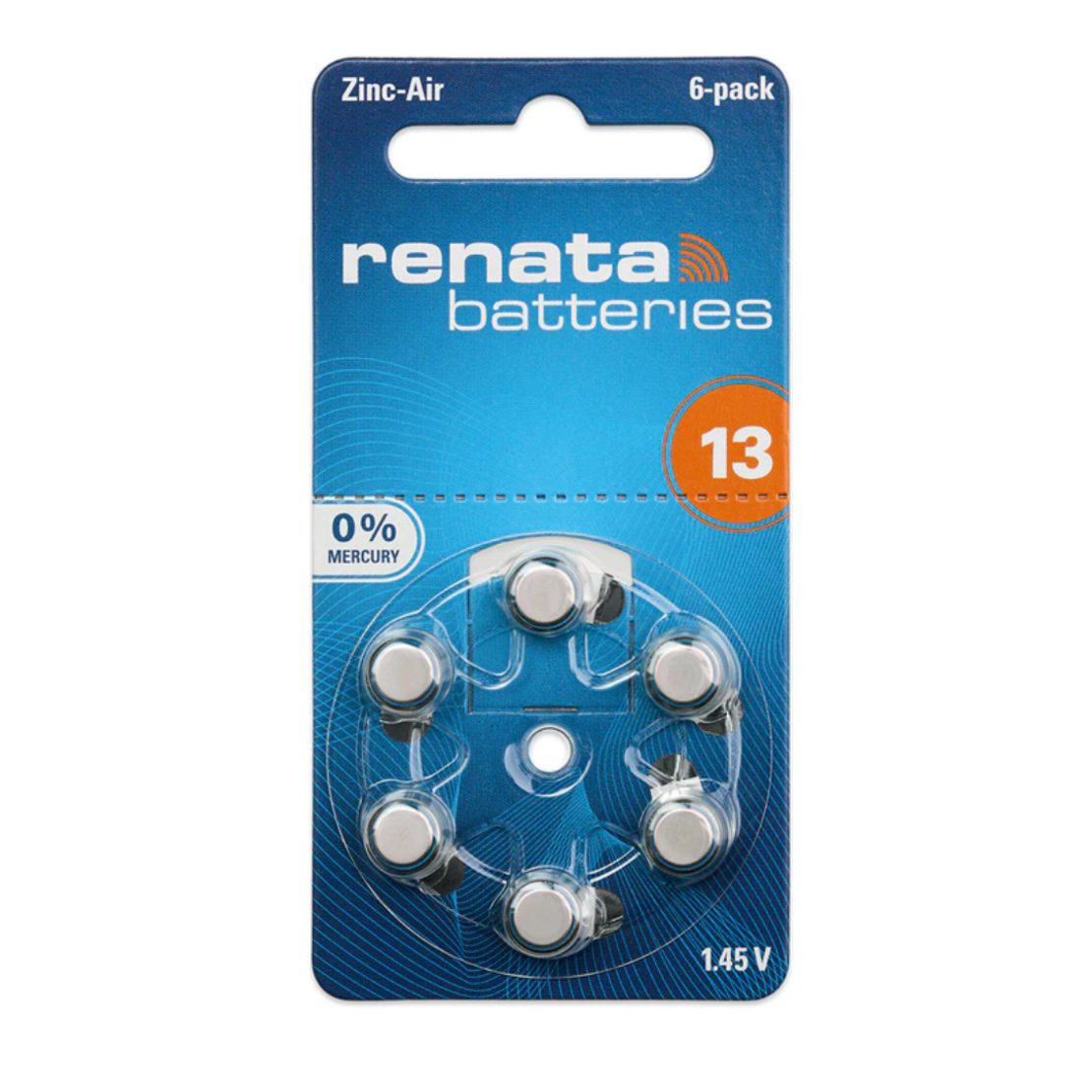 סוללות בטריות למכשירי שמיעה RENATA 13 (PR48) -  מארז 5 כרטיסי שמיעה