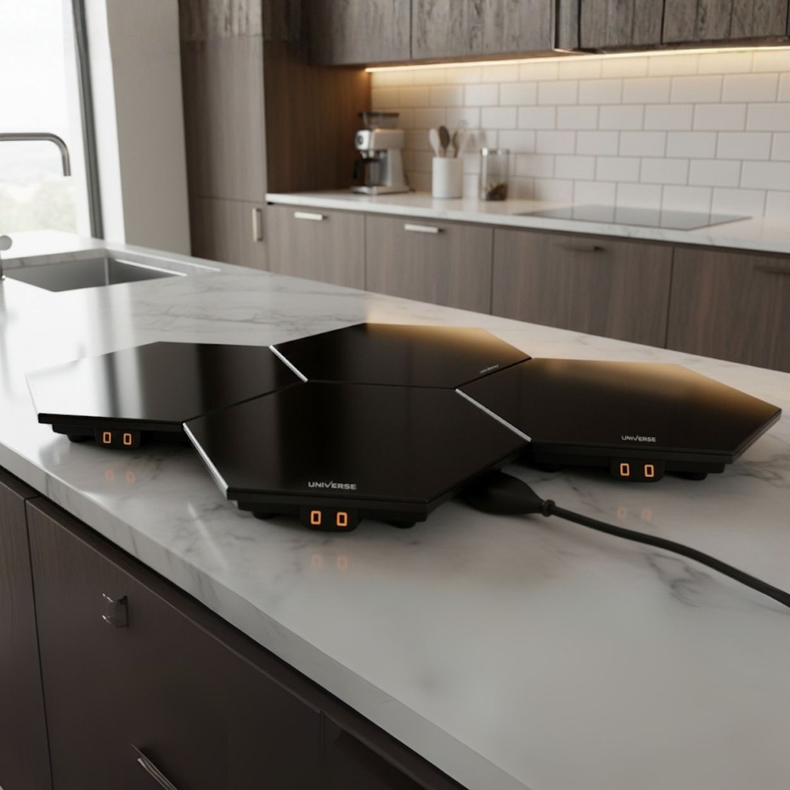 פלטת שבת מתחברת מזכוכית סט רביעייה UNIVERSE NRI-956X4 - צבע שחור - יבואן רשמי