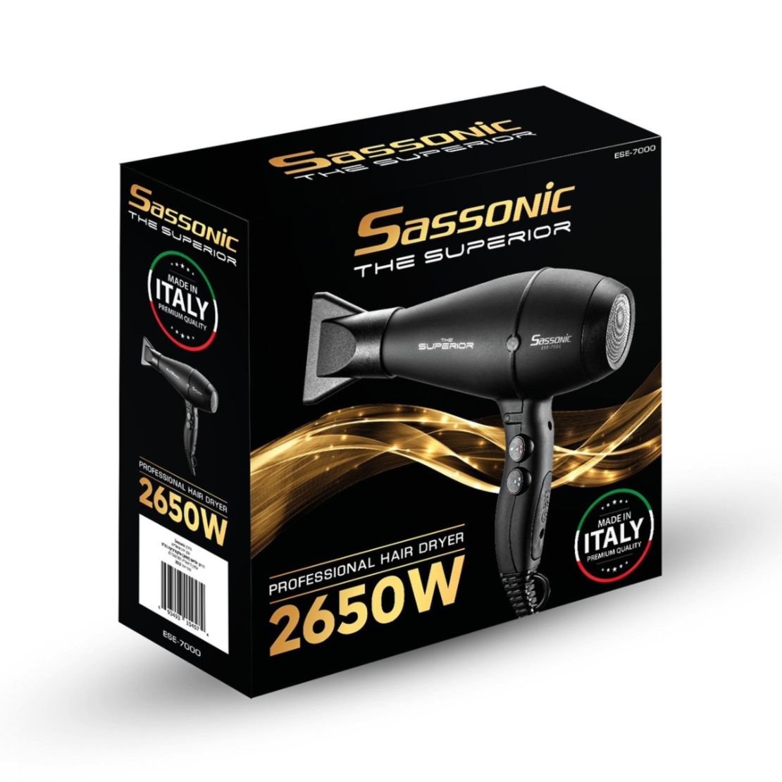 מייבש שיער מקצועי 2650W תוצרת איטליה ססוניק Sassonic The Superior ESE-7000 - שנתיים אחריות יבואן רשמי!