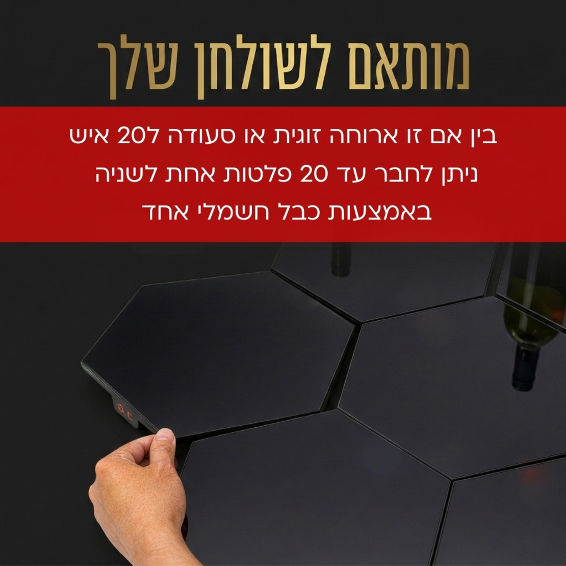 פלטת שבת מתחברת מודולרית מזכוכית סט זוגי יוניברס UNIVERSE NRI-956X2 - יבואן רשמי - צבע שחור