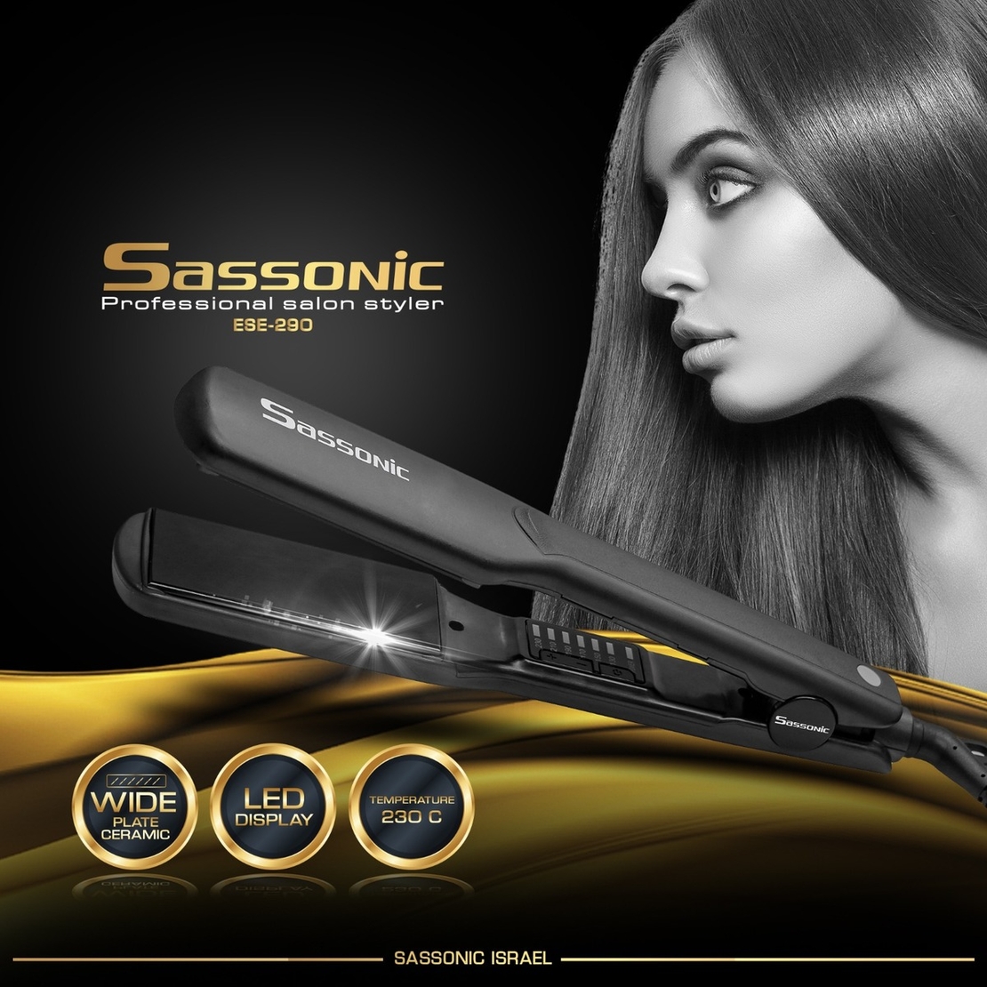 מחליק שיער רחב במיוחד ססוניק Sassonic ESE-290