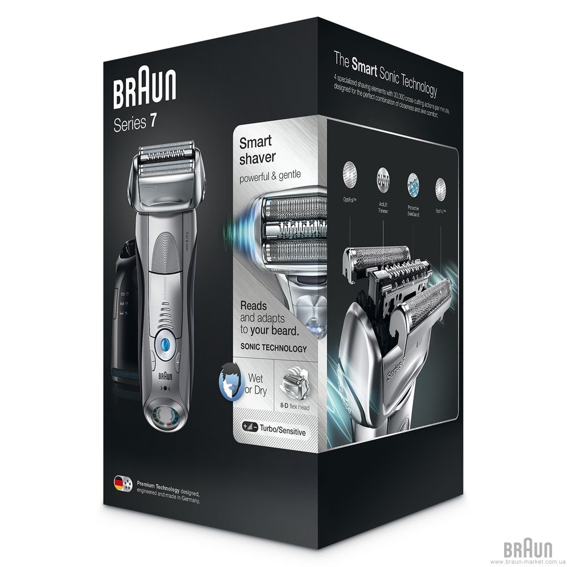 מכונת גילוח עם מכונת שטיפה בראון Braun 7899cc - שנתיים אחריות יבואן רשמי!
