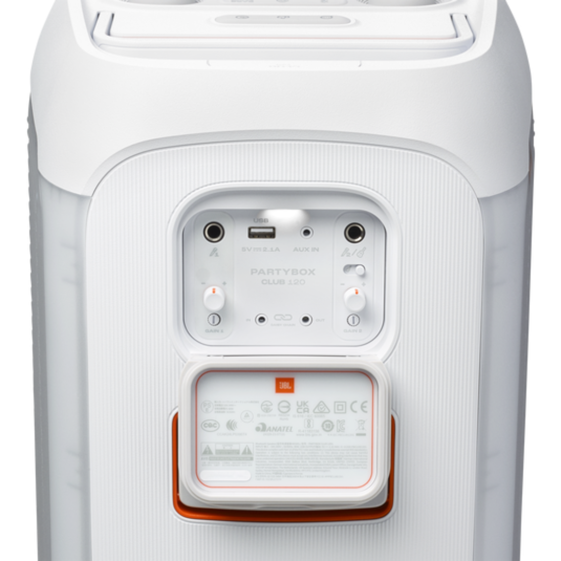 רמקול בידורית ניידת JBL PARTYBOX CLUB 120 IPX4 160W - צבע לבן, יבואן רשמי!