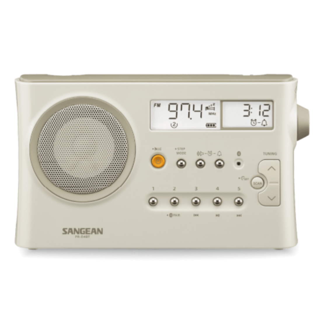 מערכת רדיו דיגיטלי עם בלוטות' סאנג'ין SANGEAN PR-D4BT - שנתיים אחריות יבואן רשמי - צבע קרם פסטל