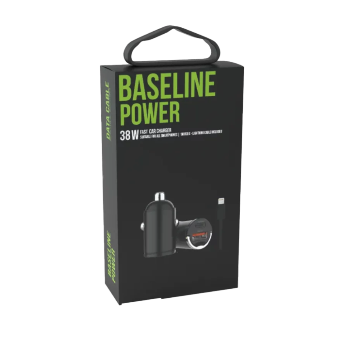מטען לרכב בהספק 38W בייסליין BASELINE 1XTYPE-C + 1XUSB-A + LIGHTNING CABLE