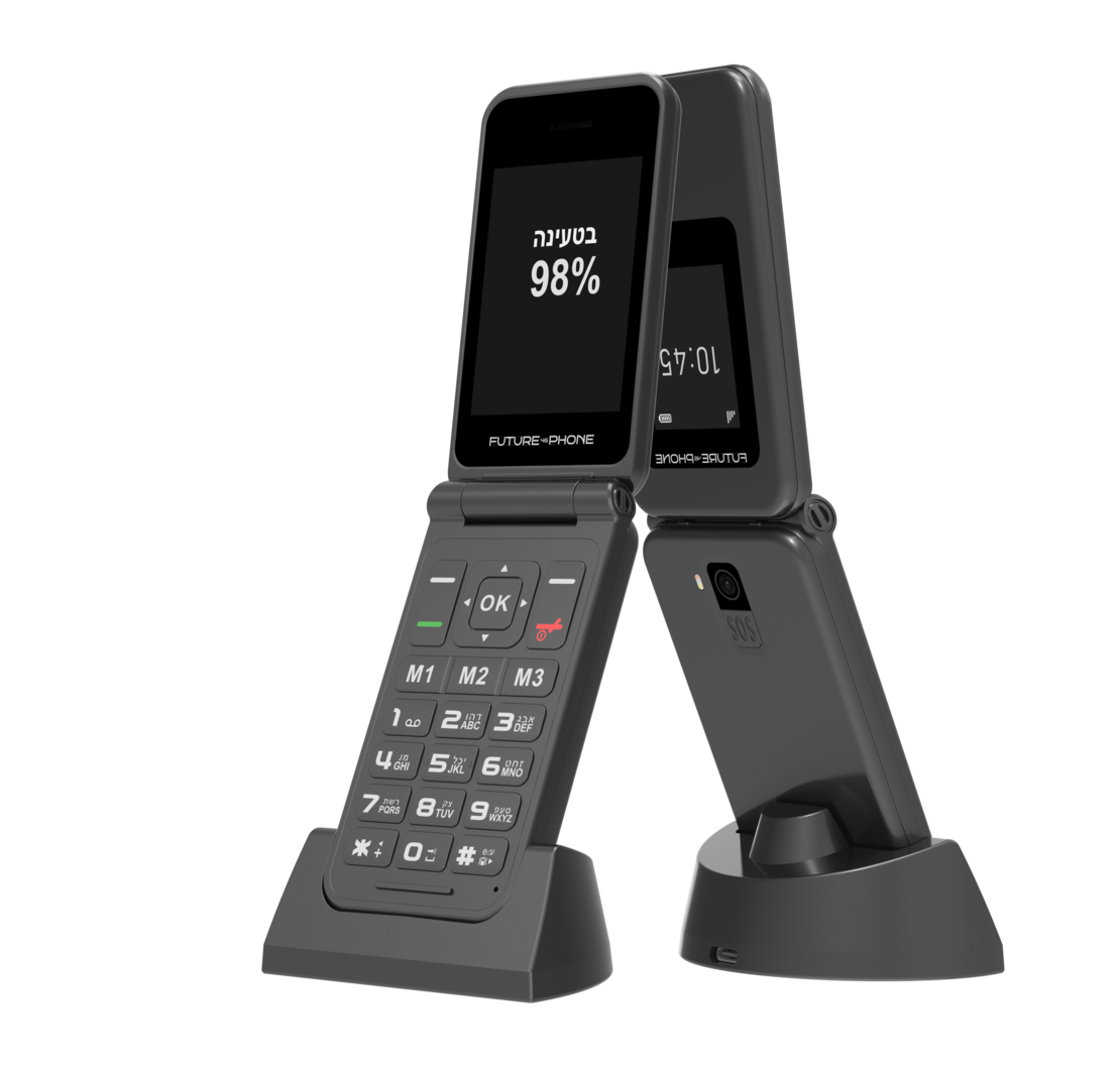 טלפון סלולרי למבוגרים FUTURE 4G Phone - כולל מעמד טעינה - יבואן רשמי - צבע שחור