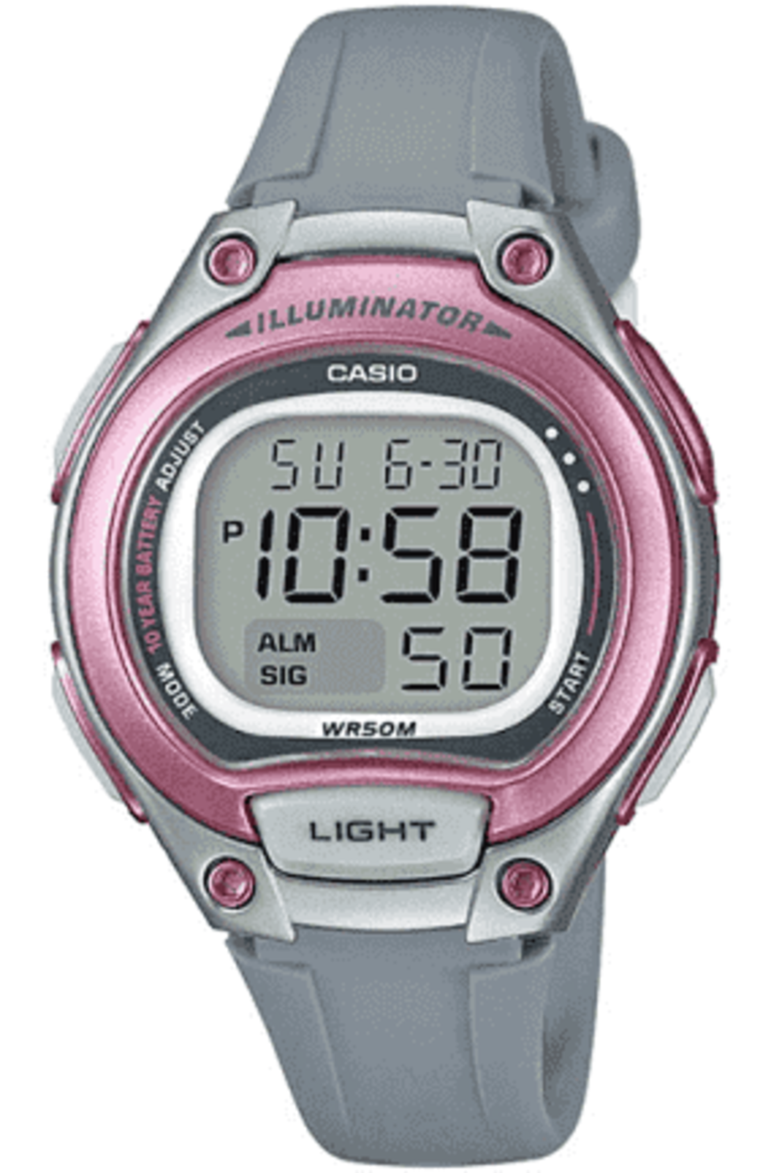 שעון יד דיגיטלי קסיו CASIO LW-203-8AV צבע אפור ורוד