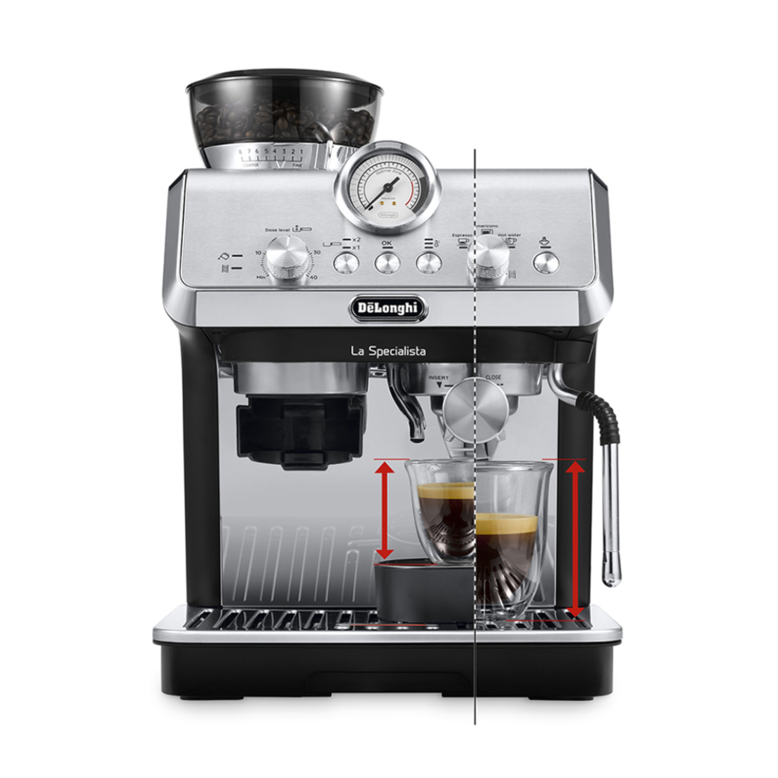 מכונת קפה אספרסו ידנית ד'לונגי De'Longhi Specialista Arte EC9155.MB - שנתיים אחריות VIP יבואן רשמי!