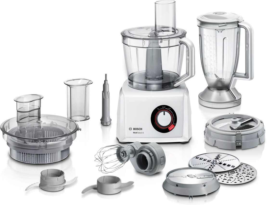 מעבד מזון בנפח 3.9 ליטר משולב בלנדר כולל חיתוך קוביות 1250W בוש Bosch MultiTalent 8 MC812M872 - יבואן רשמי