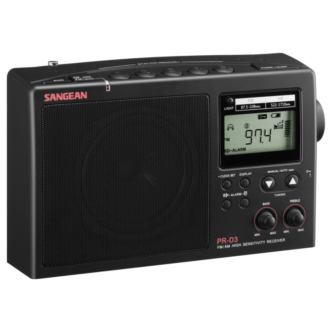 רדיו דיגיטלי AM/FM סאנג'ין SANGEAN PR-D3 - שנתיים אחריות יבואן רשמי - צבע שחור