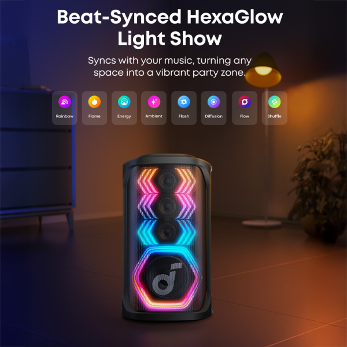 בידורית ניידת רמקול קריוקי Bluetooth 200W כוללת זוג מיקרופונים אנקר Anker Soundcore Rave 3S - יבואן רשמי - צבע שחור