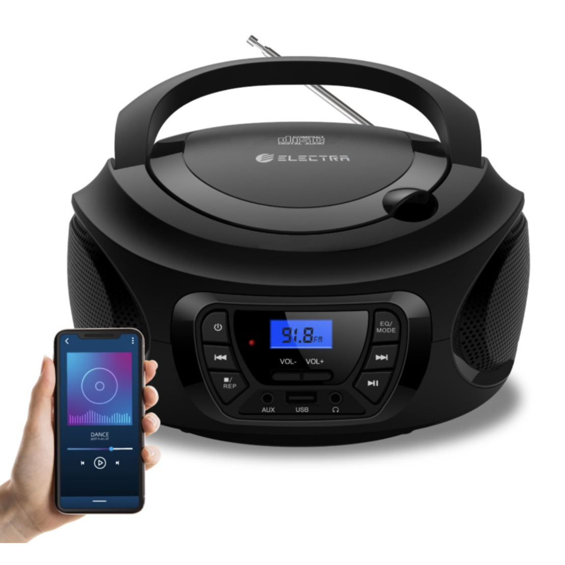 רדיו דיסק נייד עם שלט אלקטרה Electra Bluetooth 5.3 ECDX-188 - יבואן רשמי