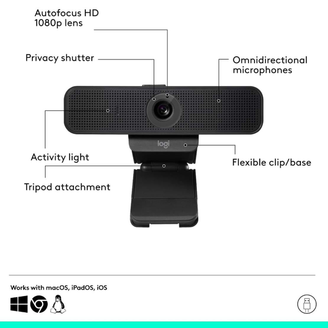 מצלמת רשת למחשב לוג'יטק Logitech HD 1080P WEBCAM C925E - יבואן רשמי