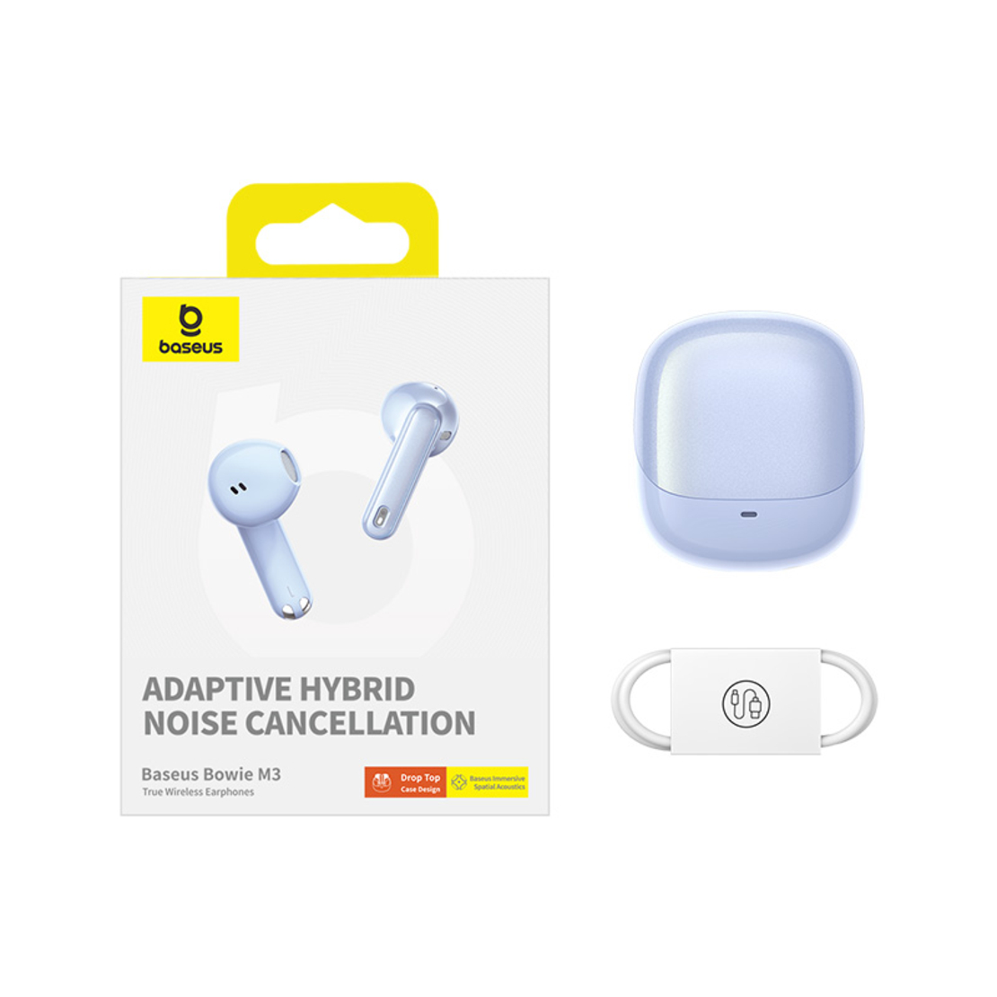 אוזניות אלחוטיות TWS עם סינון רעשים Baseus Bowie M3 - יבואן רשמי - צבע בחול