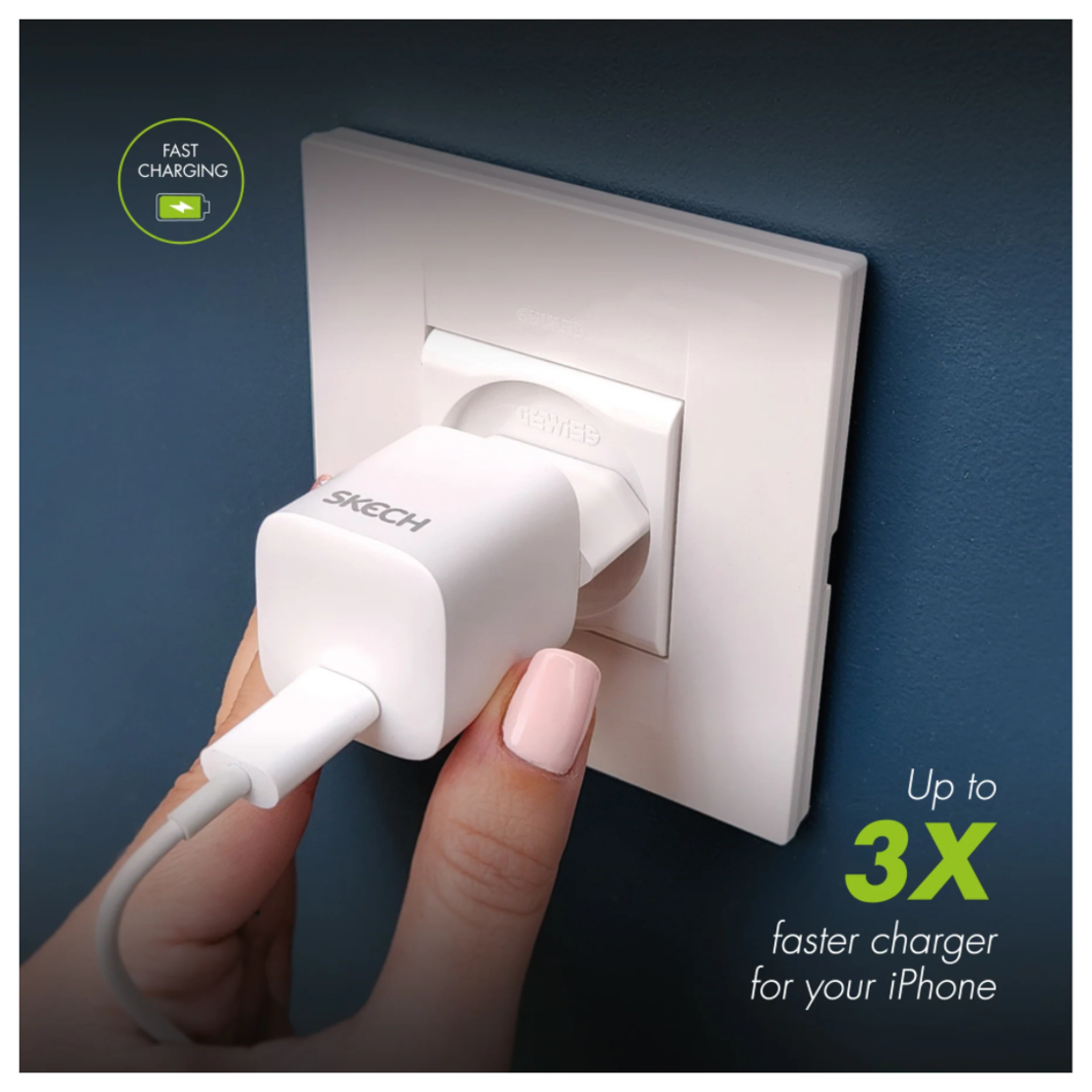 מטען קיר ראש USB TYPE-C 33W מהיר SKECH GaN Charger PDG33EU