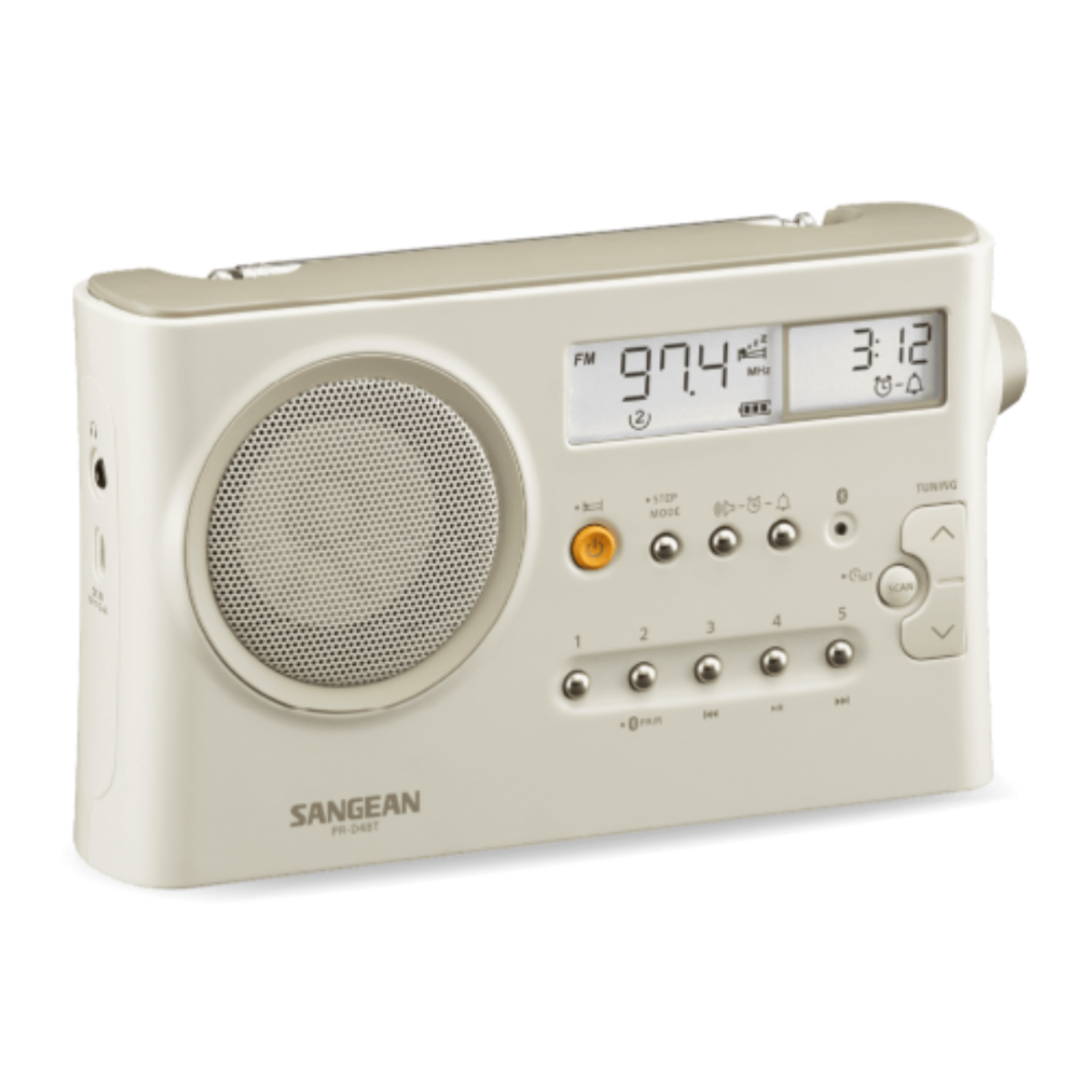 מערכת רדיו דיגיטלי עם בלוטות' סאנג'ין SANGEAN PR-D4BT - שנתיים אחריות יבואן רשמי - צבע קרם פסטל