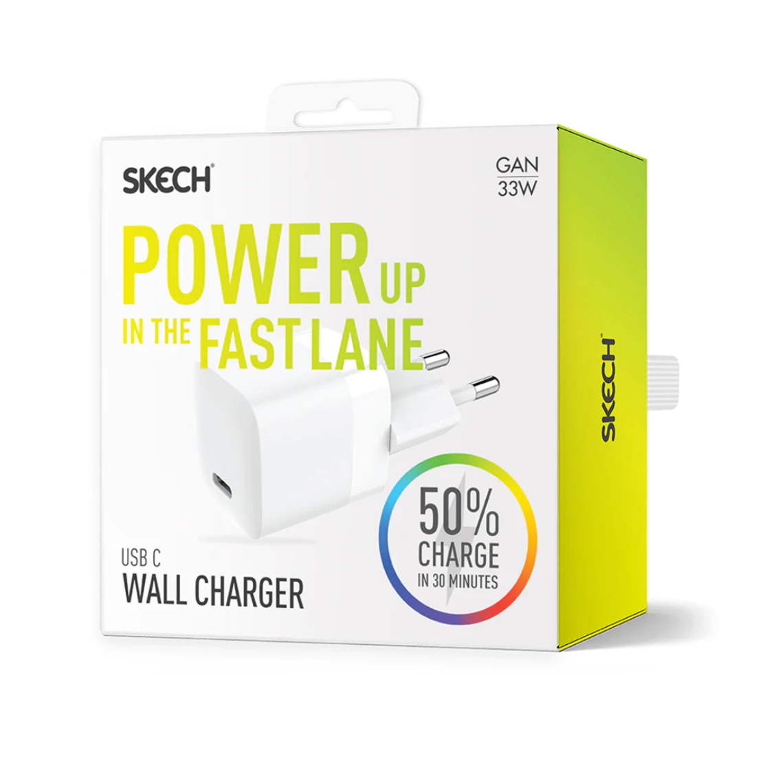 מטען קיר ראש USB TYPE-C 33W מהיר SKECH GaN Charger PDG33EU