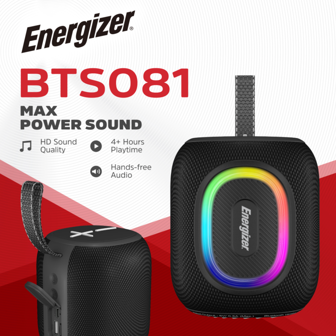 רמקול נייד אלחוטי משולב סוללת גיבוי עם חיבור USB אנרג'ייזר Energizer MAX BTS081 - יבואן רשמי